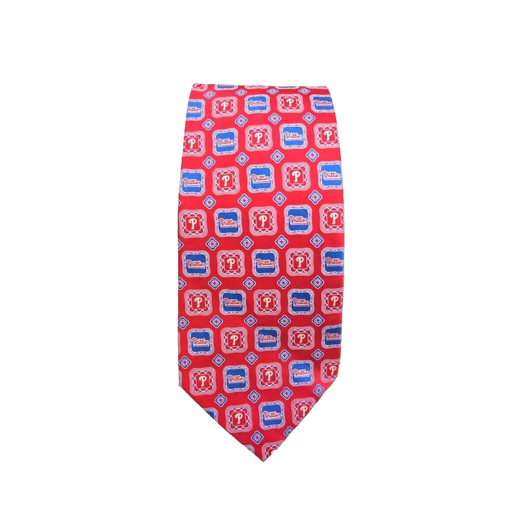 Officially Licensed MLB Philadelphia Phillies Neck Tie NWT Pure Silk Red Blue